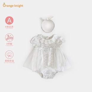 0一6月婴儿公主裙女宝宝百天礼服3满月周岁包屁连衣裙1岁生日裙子