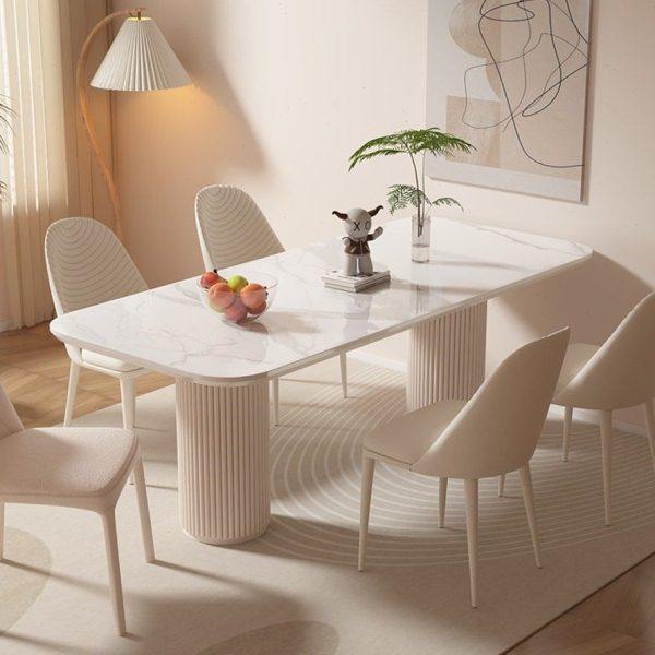 法式奶油风岩板餐桌家用现代简约轻奢小户型客厅网红吃饭桌椅子,住宅家具,岩板餐桌,淘宝优惠券,粉丝福利购,淘宝优惠卷