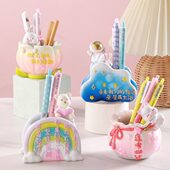 可爱学生书桌励志笔筒摆件儿童生日礼物装 饰品学习动物办公桌面小