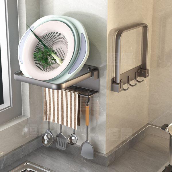 厨房置物架免打孔壁挂式盆架菜盆挂钩洗菜篮盆子墙上脸盆收纳架子,厨房/烹饪用具,厨房墙壁置物架/厨房墙壁挂架,淘宝优惠券,粉丝福利购,淘宝优惠卷