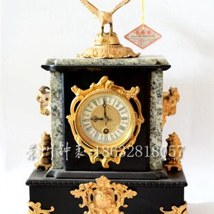 老式弦大理石报上台钟机械电 金钟表景州时 镀古典座钟 仿古董