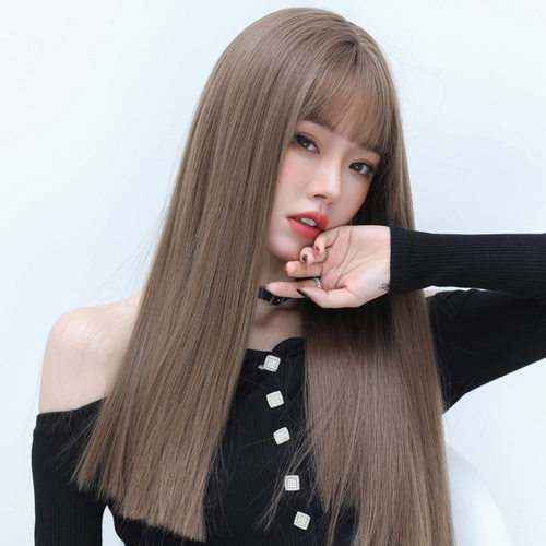 假发真发全真人发自然头套2021年新款时尚刘海女中长发假直发发套