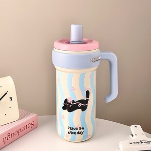 2024新款大容量冰霸杯带茶隔保温杯女生高颜值吸管水杯子学生女款