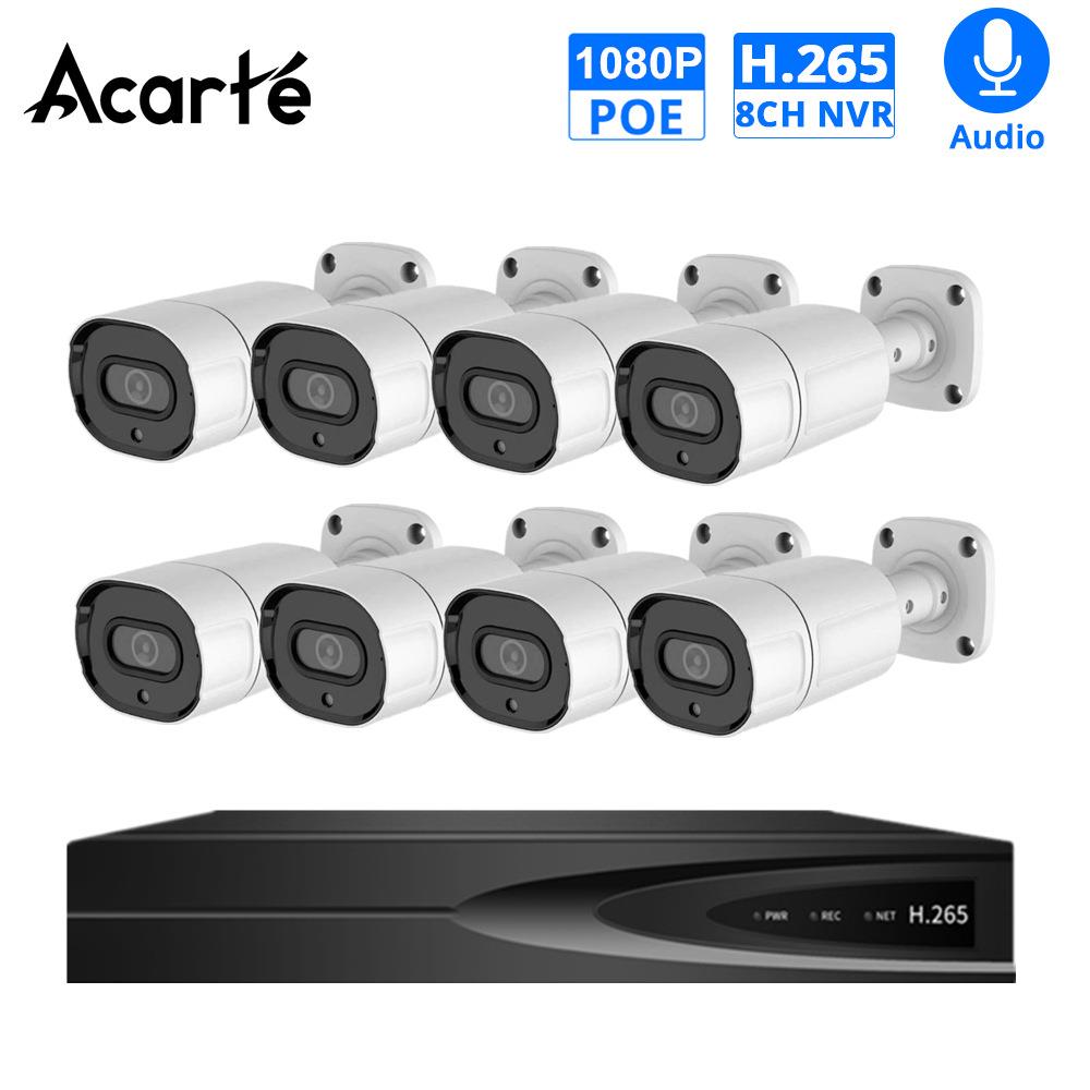 Acarte 1080p poe CCTVcamera system 2MP红外家用高清监控套装