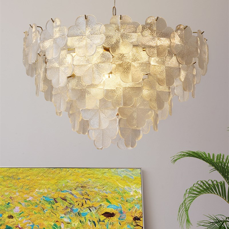 法式客厅吊灯个性五叶草水晶灯轻奢现代简约卧室餐厅灯U2023年新