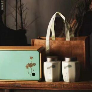 陶瓷罐礼盒通用红茶绿茶荷趣竹制品空双财礼盒岩茶白茶散装生