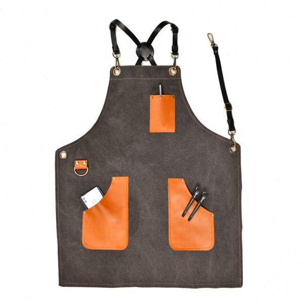 交叉背带肩带交叉帆布围裙洗水面料16安加厚皮革口袋肩制LOGO,家庭/个人清洁工具,围裙套装,淘宝优惠券,粉丝福利购,淘宝优惠卷