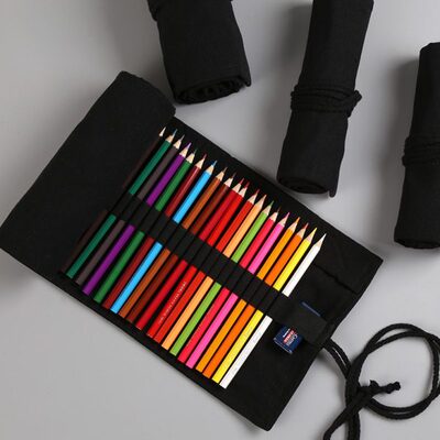 专用的画笔笔帘袋子工具收纳简约7236帆布支包支彩铅孔收纳盒彩色