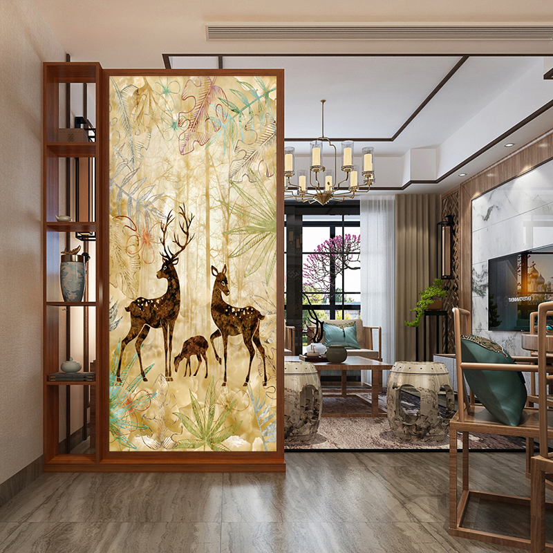 中式实木屏风隔断座屏北欧卧室遮挡移动L简约现代客厅进门玄关柜