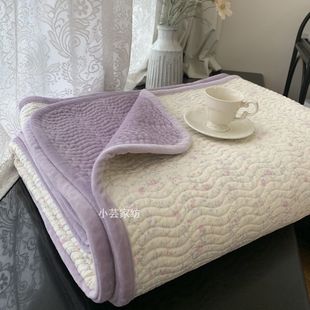 双面可用纯棉一面绒一面棉床盖宝宝绒毯加厚床单绗缝全棉加绒夹棉