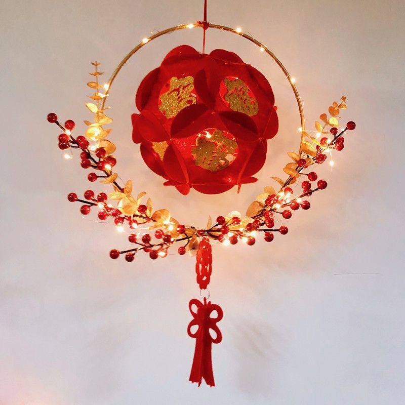 新年装饰挂件花环春节福字灯笼饰品新款2022场景布置客厅背景墙