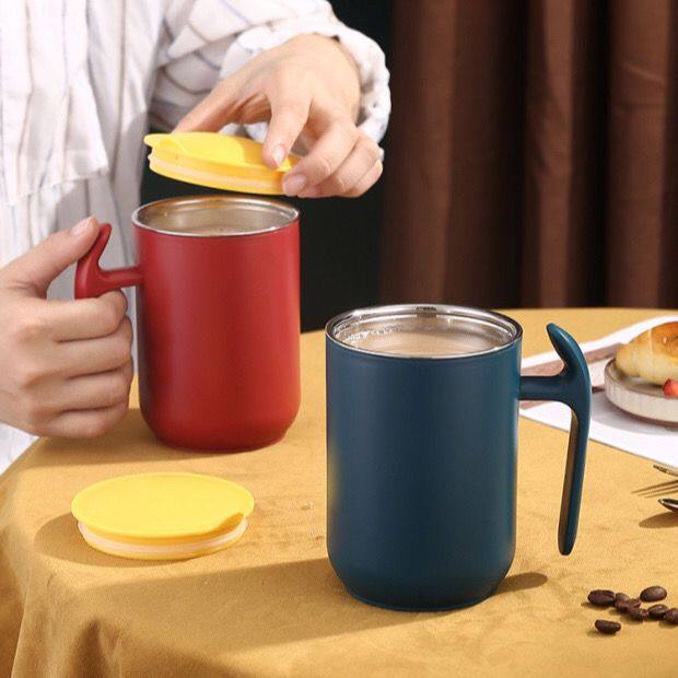 马克杯304不锈钢带盖咖啡杯大容量口杯学生水杯办公室杯子泡茶杯