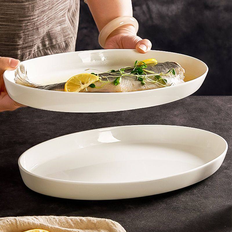 高档骨瓷鱼盘长方形蒸鱼盘家用陶瓷深盘子高级感加高椭圆形多宝鱼,餐饮具,盘,淘宝优惠券,粉丝福利购,淘宝优惠卷