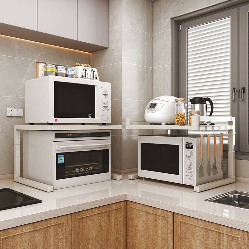 上下左右可伸缩厨房置物架微波炉架子烤箱架收纳家用双层台面,厨房/烹饪用具,微波炉置物架,淘宝优惠券,粉丝福利购,淘宝优惠卷