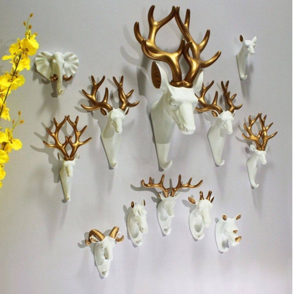 欧式鹿头装饰挂钩创意动物壁挂客厅走廊玄关门后墙面免打孔挂衣钩,家居饰品,装饰挂钩,淘宝优惠券,粉丝福利购,淘宝优惠卷