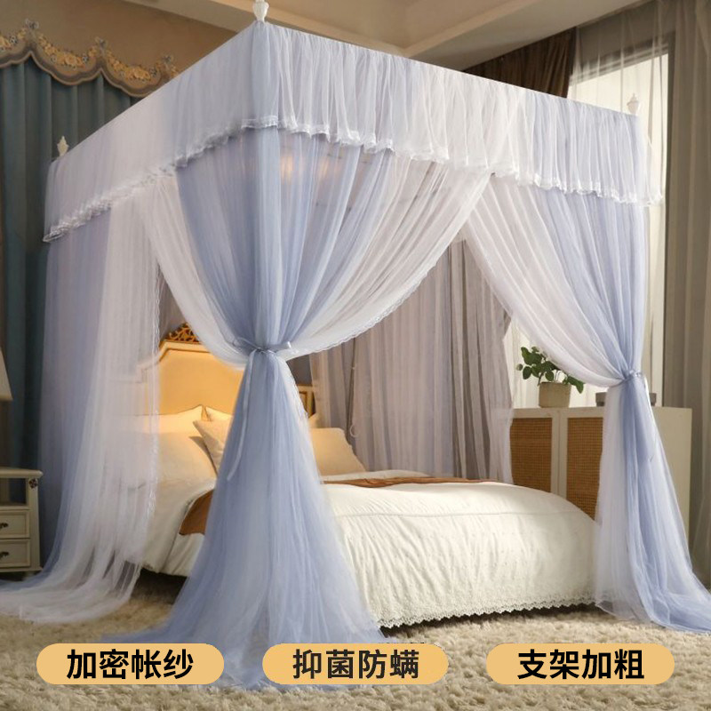 落地蚊帐202g4新款家用公主风双层纱床幔欧式卧室蚊罩三开门免安