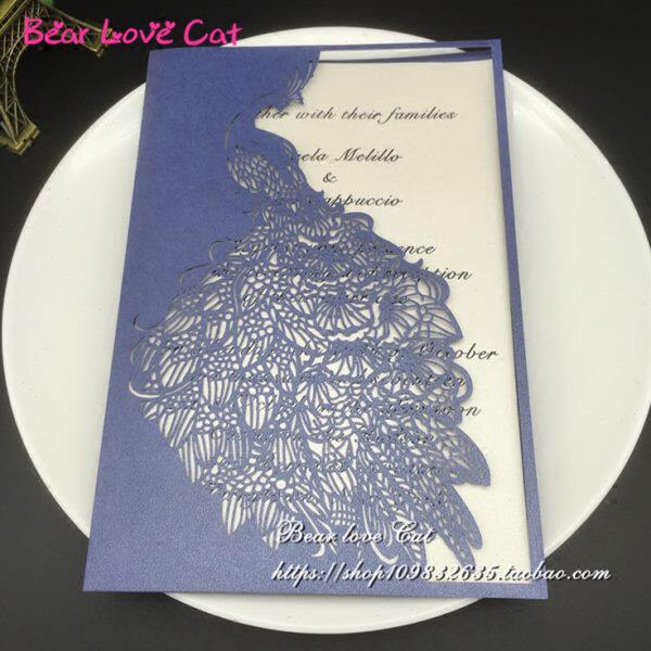 30可喜帖美镂空贺卡邀请函 定制 欧式张精孔雀 创意请帖结婚请柬