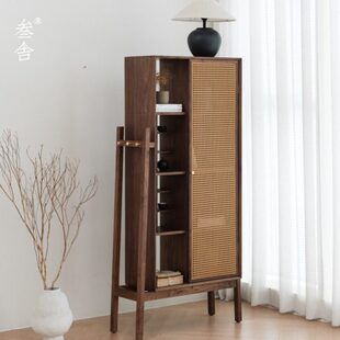 茶展示柜茶叶茶室实木黑胡桃柜储物柜叁舍茶壶新中式博古架置物架