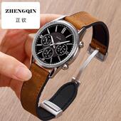 正钦适用三星智能手表Galaxy折叠扣疯马皮表带男女硅胶active