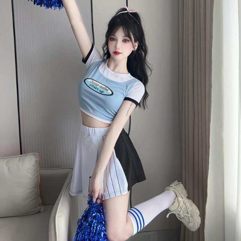 学生健美演出服韩版啦啦队服装女啦啦套装女团舞蹈爵士表演服