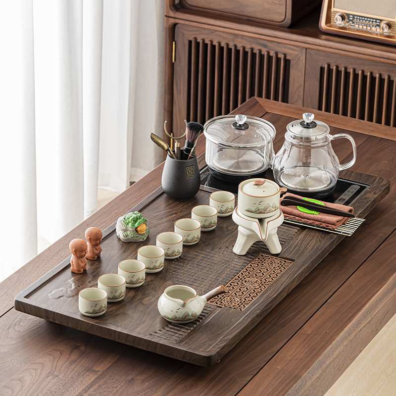 家用茶具套装全自动茶台茶盘底部上水玻璃养生壶功夫紫砂陶瓷一体