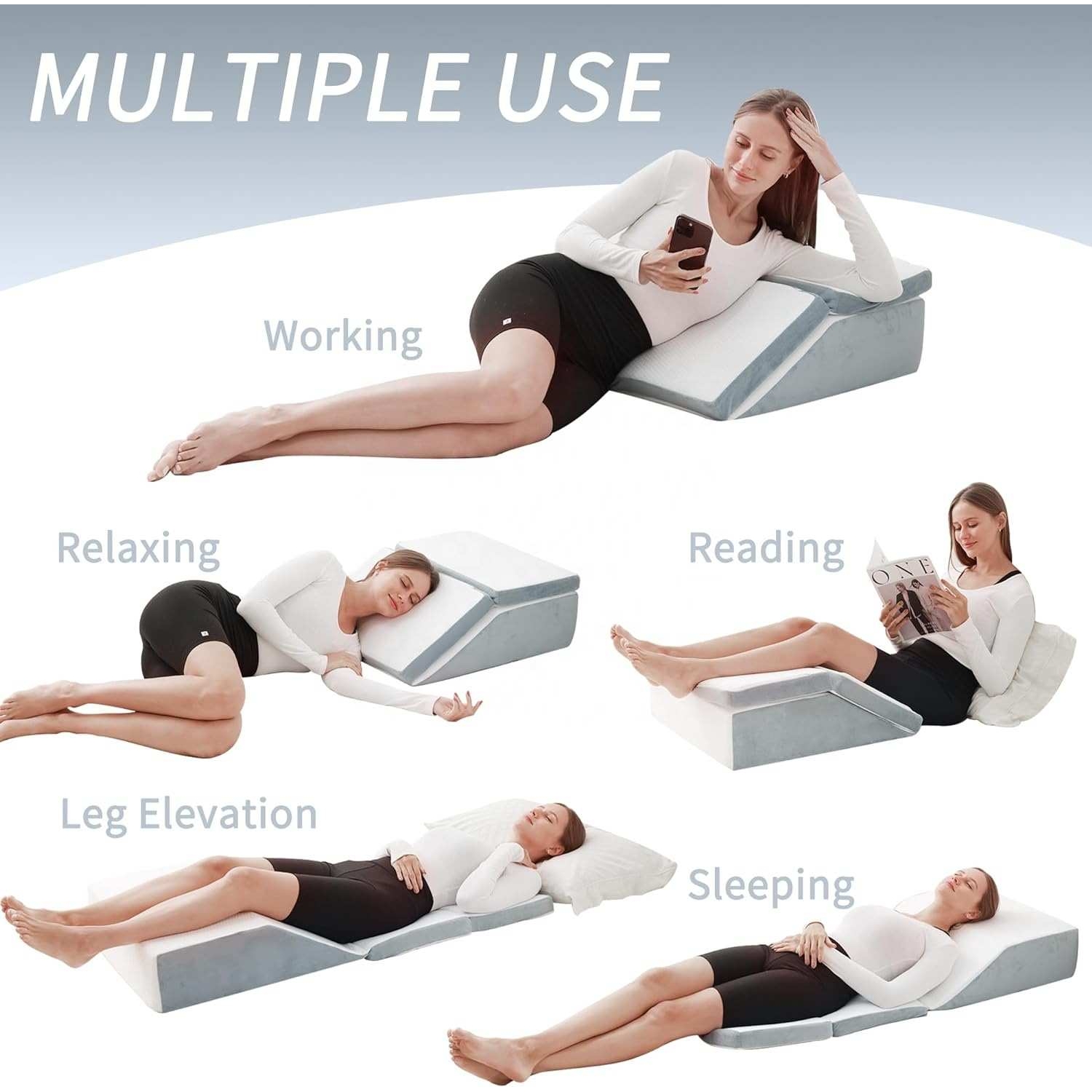 可调节记忆海绵腿部脚垫A12多功能靠背缓解压力抬高楔形枕头