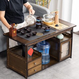茶水柜一体茶台边柜泡茶烧水壶实木客厅子车家用小移动茶桌矮茶几