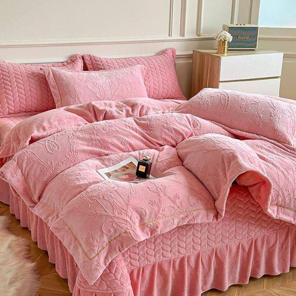 冬日的温暖立体雕花牛奶绒夹棉床盖四件套冬季法兰珊瑚绒床单被套,居家布艺,汗蒸服,淘宝优惠券,粉丝福利购,淘宝优惠卷