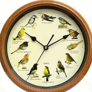 现货热卖布谷鸟10/13英寸圆形挂钟准点鸟叫挂钟圣诞带音乐