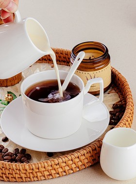 咖啡奶盅c白色陶瓷奶罐汁斗迷你引流杯餐厅商用轻奢浇汁斗奶杯带
