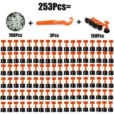 跨境253pcs/袋装瓷砖找平调平器T型调整器十字铺地贴墙砖定位工具
