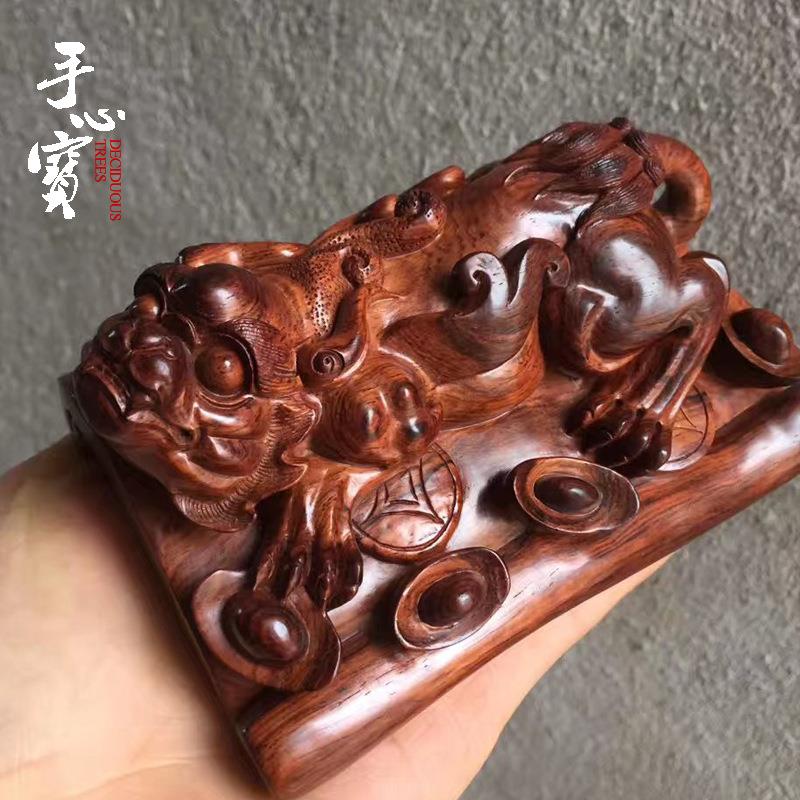 海黄紫油梨貔貅摆件 貔貅木质工艺品 湖南精工工艺