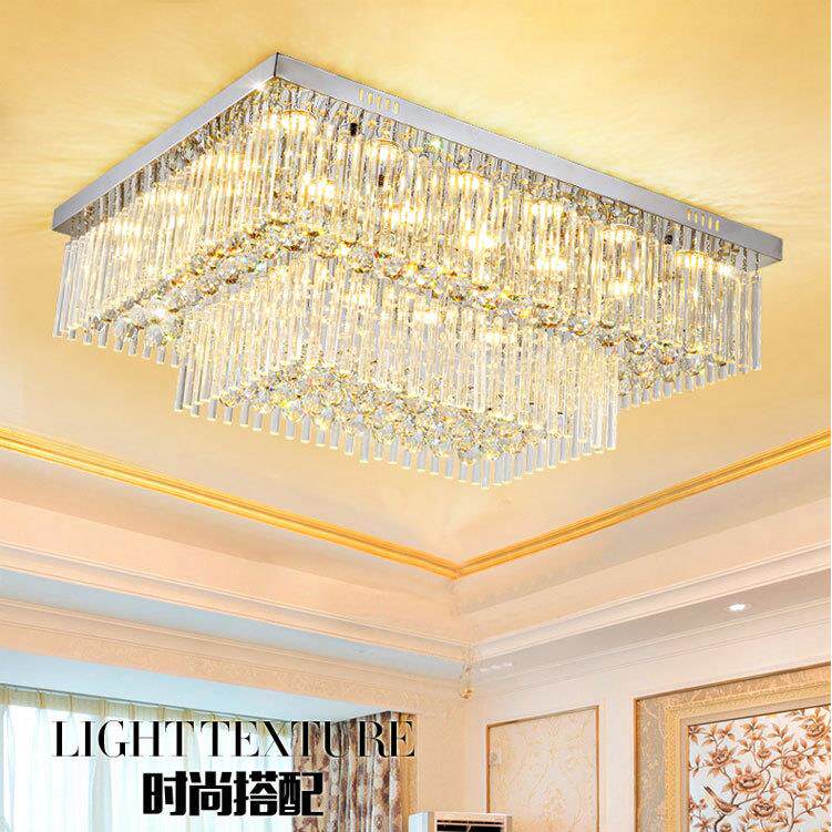 水晶灯具 客厅灯长方形简约现代大气家用创意卧室led吸顶灯