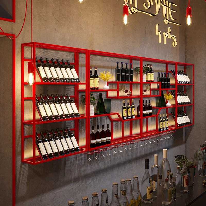 工业风酒架酒柜壁挂式商用音乐餐厅酒吧铁艺红酒架展示架创意酒架