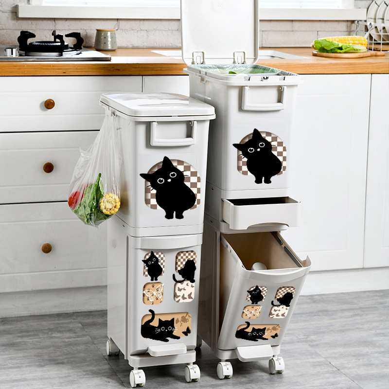 厨房垃圾桶大容量干湿分离滑轮卫生桶家用高颜值高层窄缝收纳纸篓