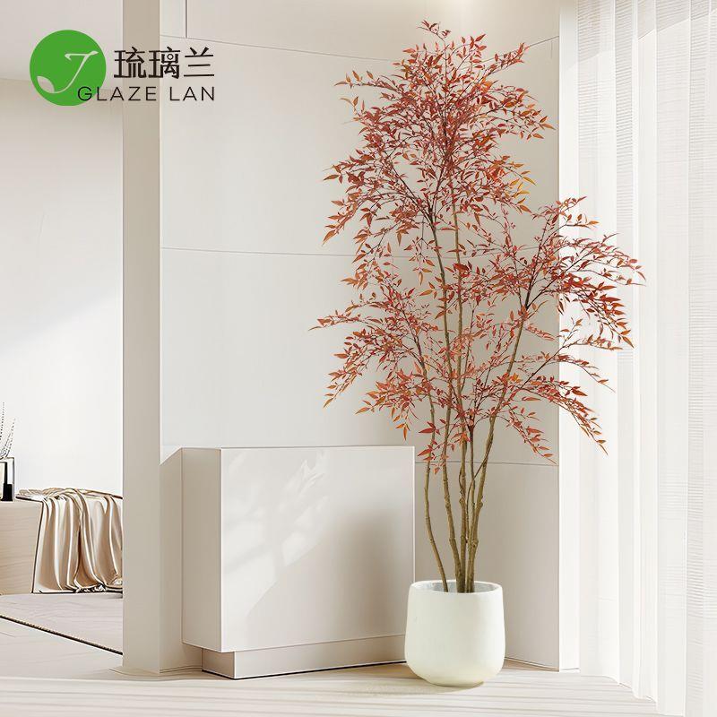 琉璃兰红色南天竹绿植大型室内落地式盆栽客厅摆件装饰品