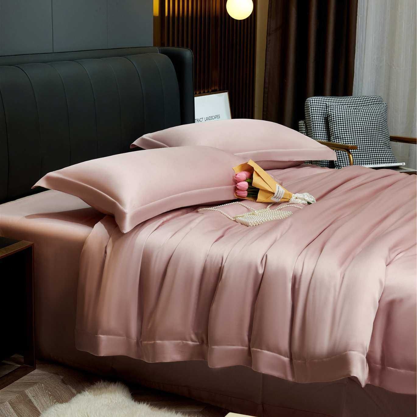 60s兰精天丝夏季凉感冰丝四件套家用单双人床品厂家供应简约纯色