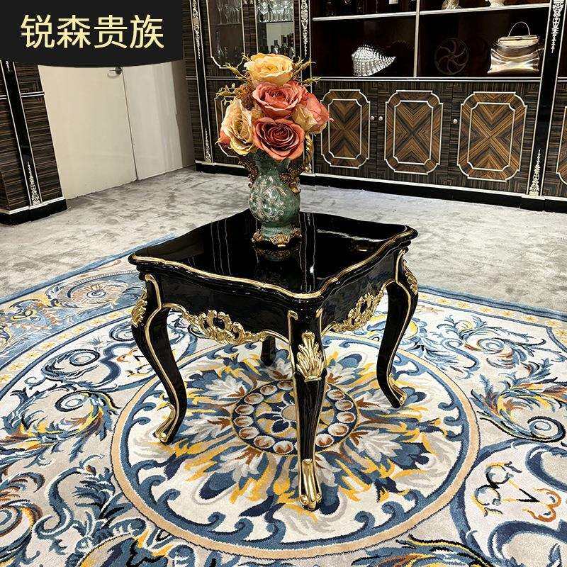 锐森贵族法式实木小茶几欧式客厅沙发边几实木雕花小茶几