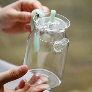 日式耐高温玻璃手执壶带盖加厚玻璃绿茶壶带滤网公道杯泡茶煮茶壶