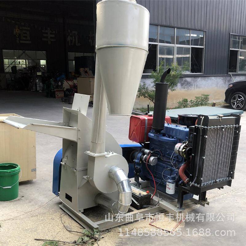 自进料饲料锤片粉碎机花生秧牛羊饲料打草机柴油机款牧草打粉机