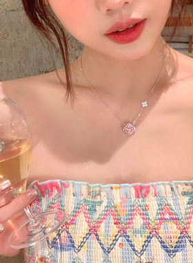 韩系幸运四叶花仿钻项女2025新款