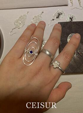 S925纯银编织绕线戒指女小众设计