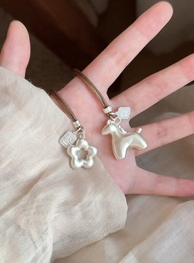 S925纯银生肖马棕色编绳项链秋冬