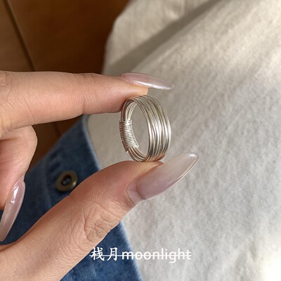 S925纯银多层丝线缠绕戒指女小众