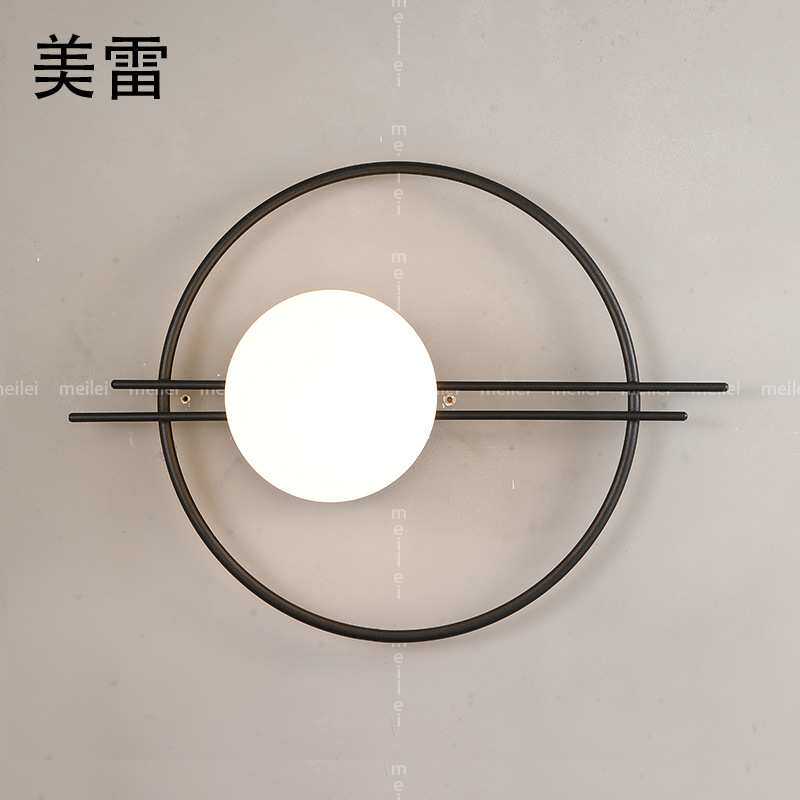 北欧客厅壁灯现代简约创意个性圆形楼梯过道卧室床头灯设计师灯具