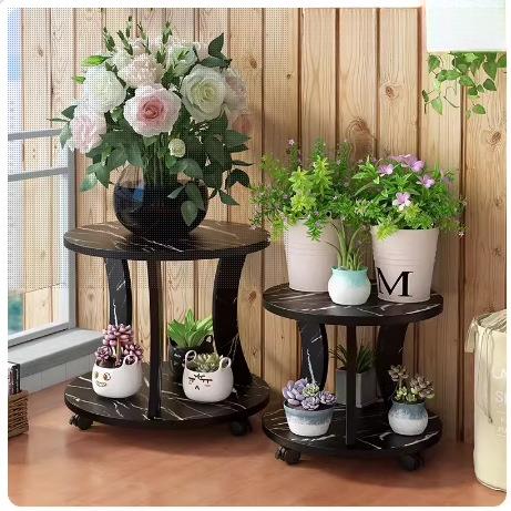 花架子室内家用客厅花盆架阳台养花架实木花架落地式置物架带轮