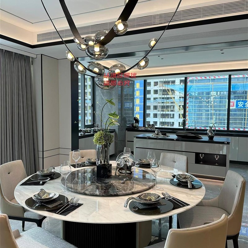 现代极简餐厅带吊灯北欧艺术别墅复式中空客厅楼梯Y酒吧组合灯