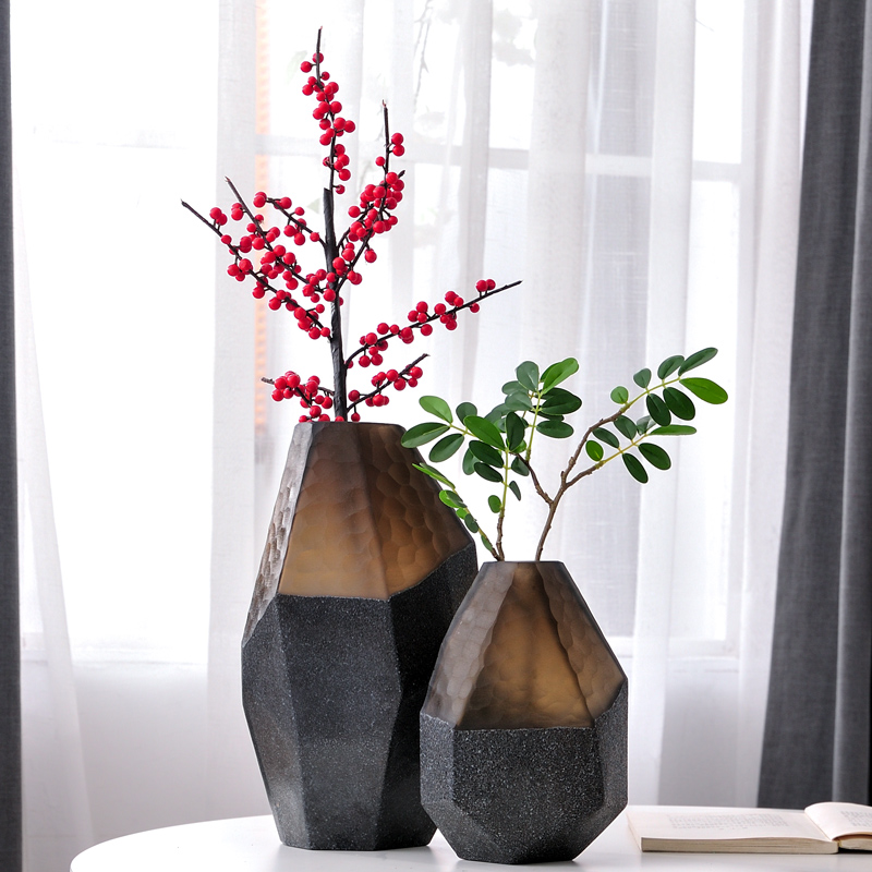 现代玻璃创意瓶子花瓶q摆件大客厅插花花器家用干花插花家居装饰