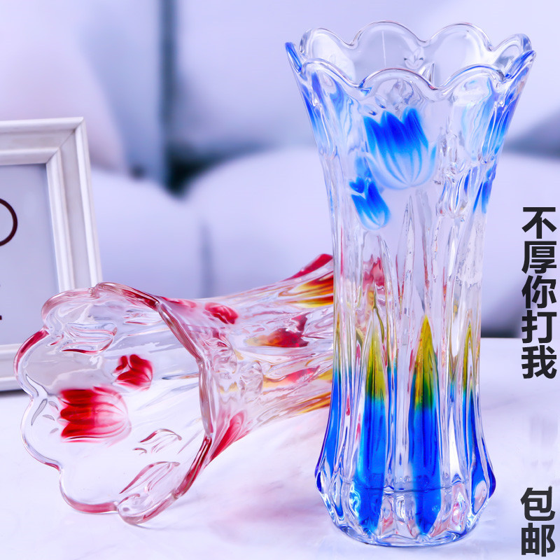 水养富贵竹花瓶玻璃彩色插鲜花干花玫瑰水培转T运竹百合客厅摆放