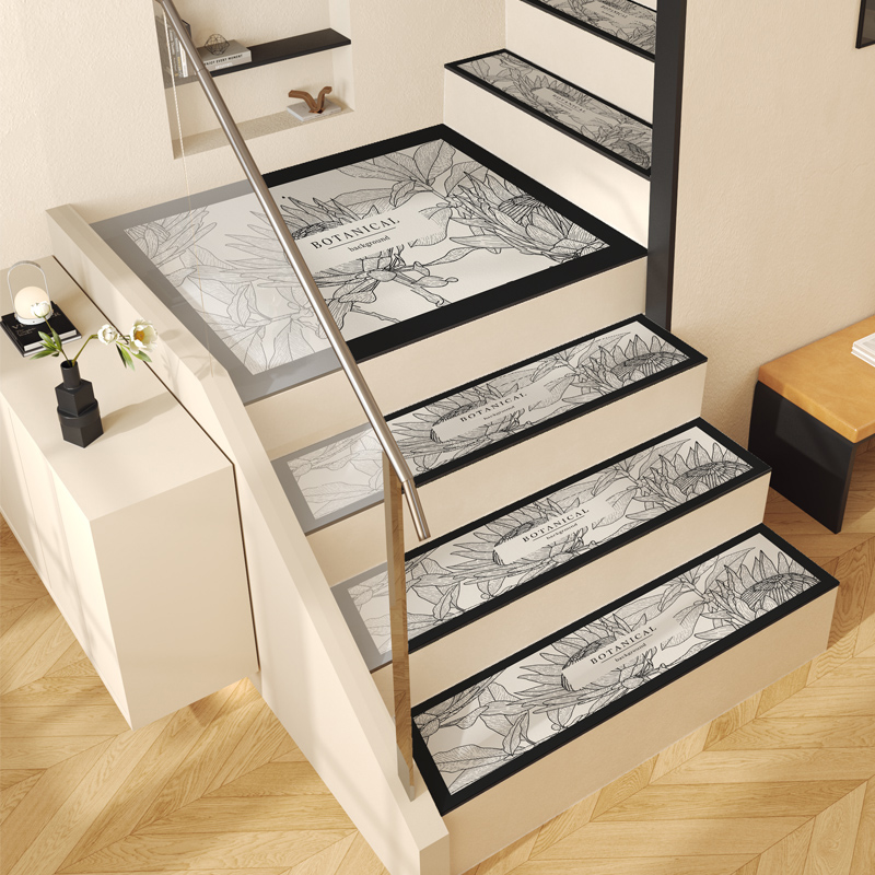 实木楼梯踏步垫室内轻奢旋转台阶脚踏垫I防滑防水可擦免洗家用地